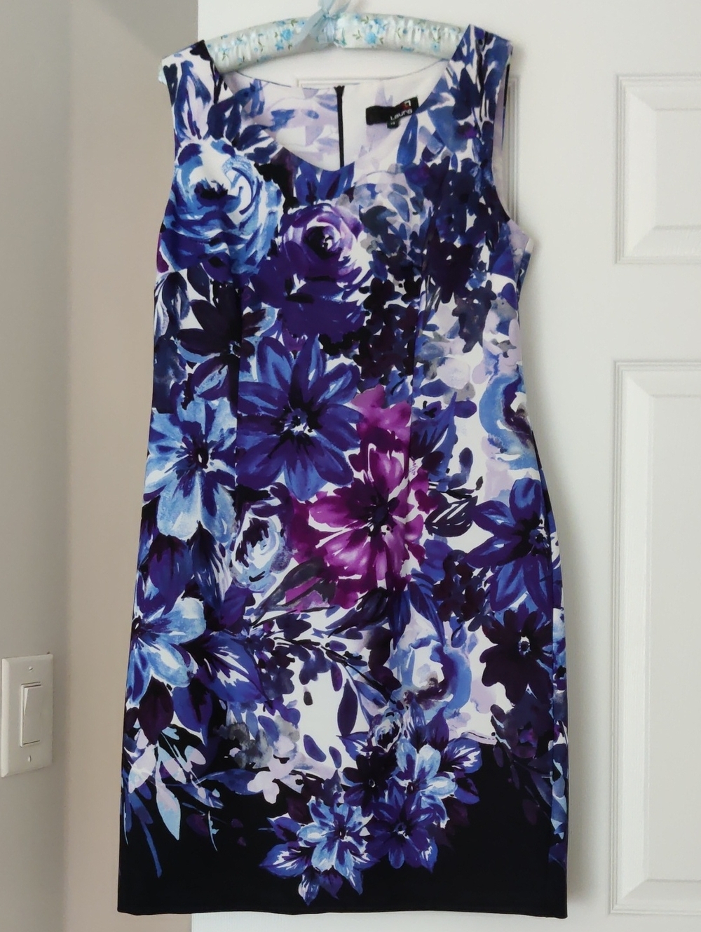 Floral Sleeveless Midi Dress in Blue & Purple